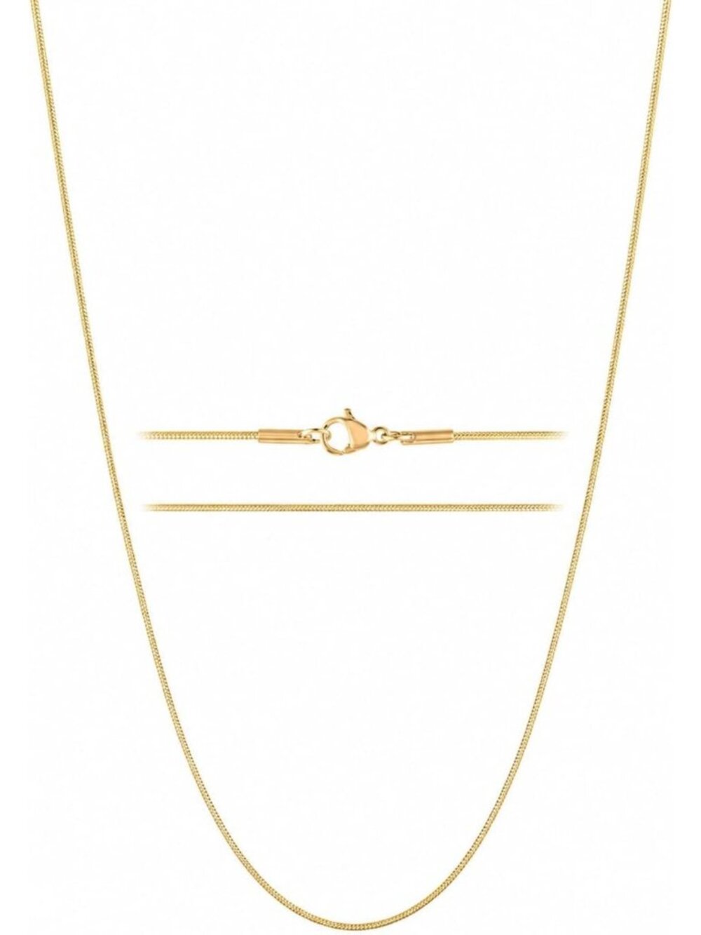 Elegant 24K Gold Plated Snake Chain Necklace for Women - Thin Stainless Steel